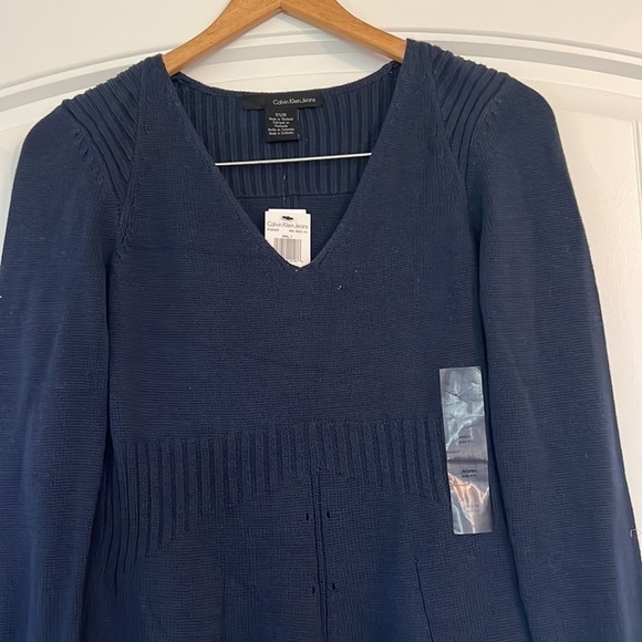 NWT Calvin Klein navy Blue Sweater Size Petite Small - Picture 2 of 9